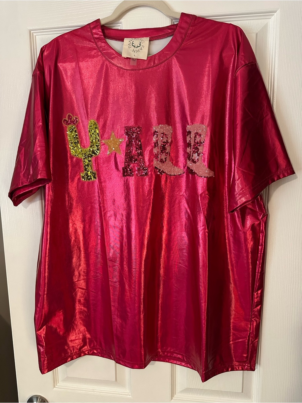 Fantastic Fawn Shiny Red Kids Tee with Cactus and Star